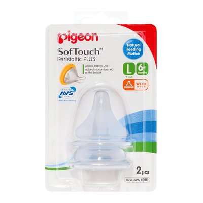 Pigeon SofTouch 1832 2-Piece Peristaltic Plus Nursing Nipple (L-Cut Teat)