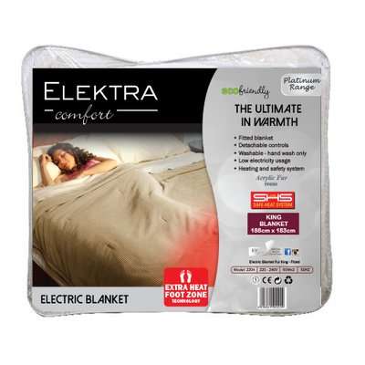 Elektra Comfort 2204 Platinum Fitted Electric Blanket (60W)(King)(Acrylic Fur)