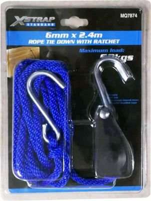 X-Strap Standard Rope and Ratchet Tie Down Strap (2.4m x 6mm)(Blue)