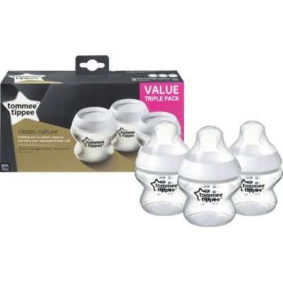Tommee Tippee Closer To Nature  Milk Storage Bottles (3 Pack)