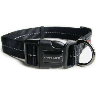 Dog's Life Reflective Supersoft Webbing Collar (Black)