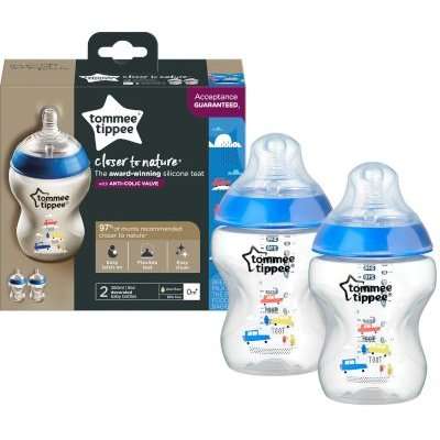 Tommee Tippee - Closer to Nature Decorated Bottle 260ml (2PK) - (Supplied Colour May Vary)