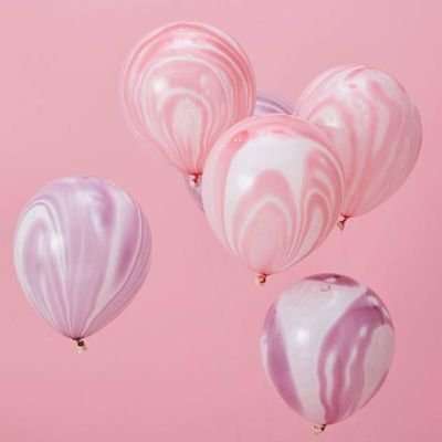 Make a Wish - Pink and Purple Marble Balloons