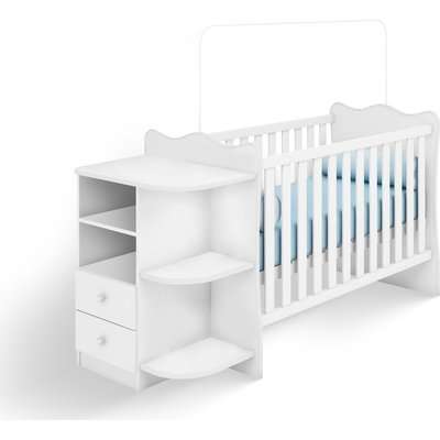 Linx Doce Sonho Baby Crib and Corner Chest of Drawers (White)