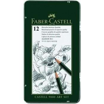 Faber Castell Series 9000 Pencil - Metal Tin Set of 12 - 8B-2H