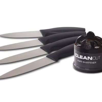 Clean Cut Knives & Sharpener (Grey)