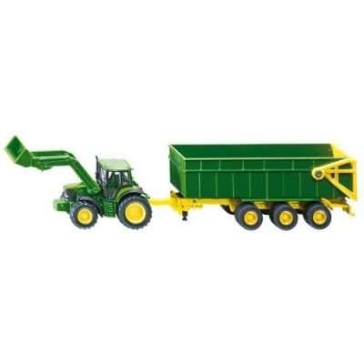Siku Diecast Model - John Deere Tractor with Front Loader and Trailer (1:87)