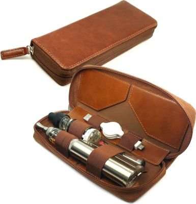 Tuff-Luv E-Cig Vape-Pen Mod Luxury Leather Travel Case (Brown)