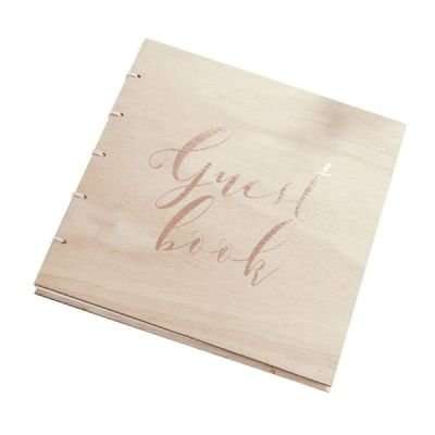 Beautiful Botanics - Rose Gold Wooden Guest Book