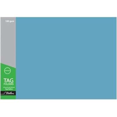 Treeline 2 Fold Foolscap Tag Manilla Board Folder (180gsm)(Pack of 100)(Blue)