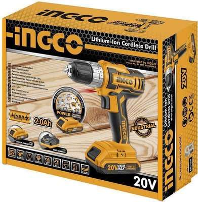 Ingco Lithium-ion Cordless Drill with Charger and Battery (20V)