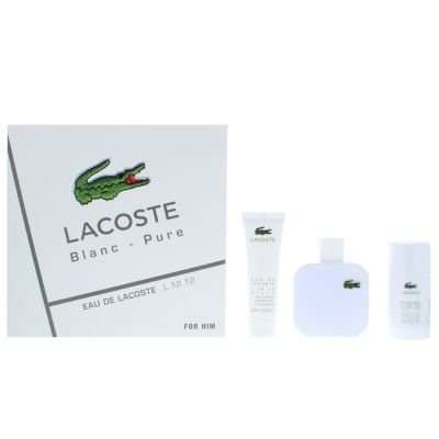 Lacoste Blanc Pure Gift Set - Eau De Toilette (100ml) & Deodorant Stick (75g) & Shower Gel (50ml) -