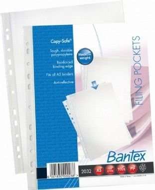 Bantex B2032 A5 Copy-Safe Multi-Punched Filing Pocket (80 Micron)(100 Pack)
