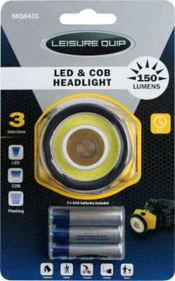 Motoquip Cob And Led Headlight (150 lumens)(Batteries Included)