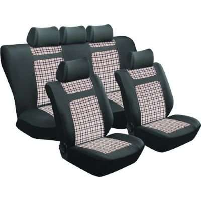 Stingray Tartan Gingham Car Seat Cover Set (11 Piece) (Beige)