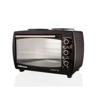 Mellerware Horizon 18 - Stainless Steel Mini Oven with 2 Hotplates (18L)(2400W)(Black)