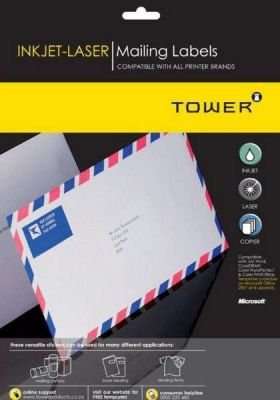 Tower W107 Inkjet-Laser Mailing Labels (25 sheets)(38.1x21.2)