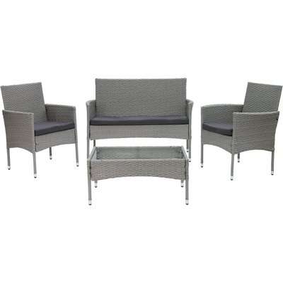 Rattan Jakarta Patio Set (4 Piece)(Marbled Grey)