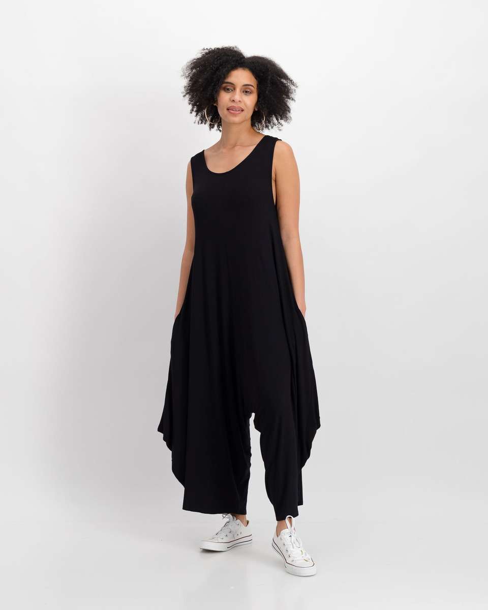Style Mode Jumpsuit With Pockets - Black (L)