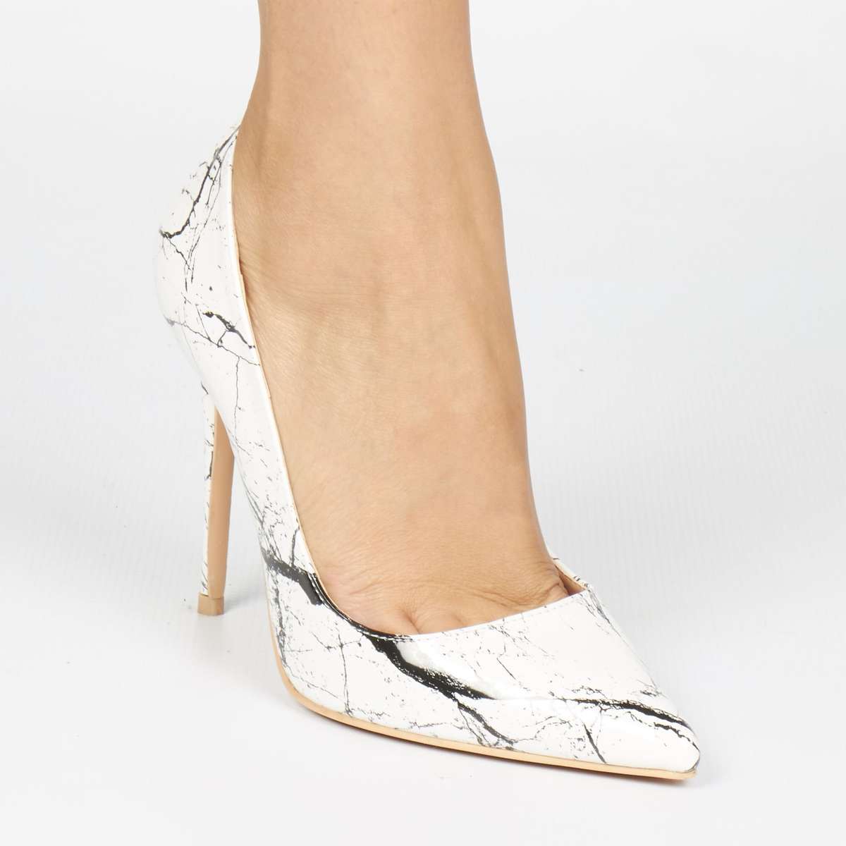 Miss Black Granite Stiletto Court - White (8)