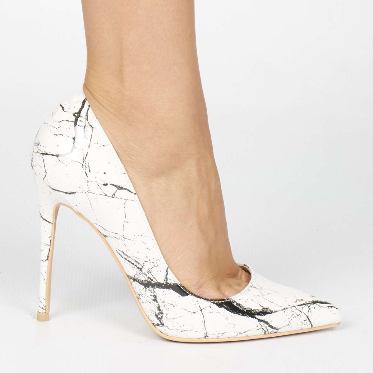Miss Black Granite Stiletto Court - White (8)