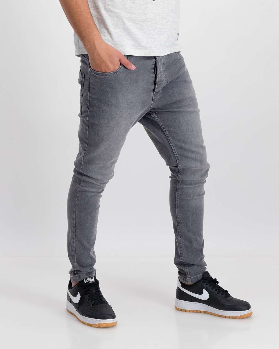 Brave Soul Long Length Skinny Fit Jeans - Grey (34)