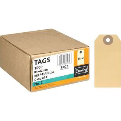 Croxley JD2 Buff-Manilla Tags - No.2 (84 x 42mm)(Box of 1000)