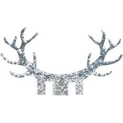 Silver Christmas - Glitter Antler Glass Decorations (Silver)(10 Pack)