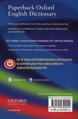 Paperback Oxford English Dictionary (Paperback, 7th Revised edition)