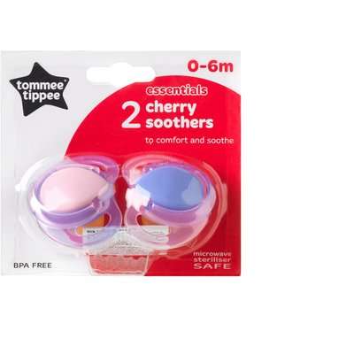 Tommee Tippee - Essentials Cherry Soother (0 - 6 Months | Supplied Colour May Vary | 2 Pack)