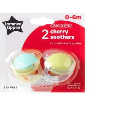 Tommee Tippee - Essentials Cherry Soother (0 - 6 Months | Supplied Colour May Vary | 2 Pack)