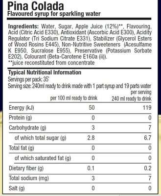Sodastream Mocktail - Bahamas Pina Colada Syrup (440ml)