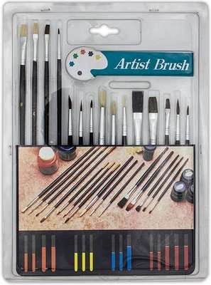 Treeline Small Horse Hair Artist Paint Brush Set (15 piece)