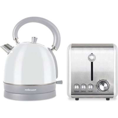 Mellerware Chiffon Kettle and Toaster Set (White / Stainless Steel)
