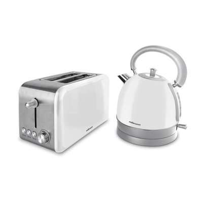 Mellerware Chiffon Kettle and Toaster Set (White / Stainless Steel)