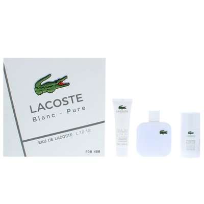 Lacoste Blanc Pure Gift Set - Eau De Toilette (100ml) & Deodorant Stick (75g) & Shower Gel (50ml) -