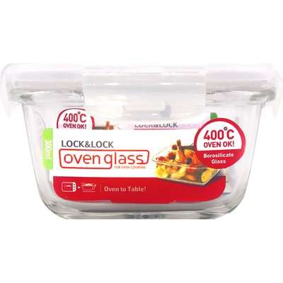 Lock & Lock Euro Square Glass Container (300ml)