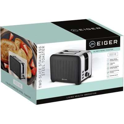 Eiger Alinea Nero 2-Slice Stainless Steel Toaster (Black)