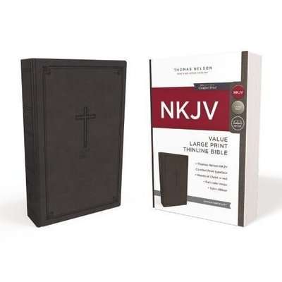 NKJV, Value Thinline Bible (Black) (Large print, Leather / fine binding, Red Letter Edition)