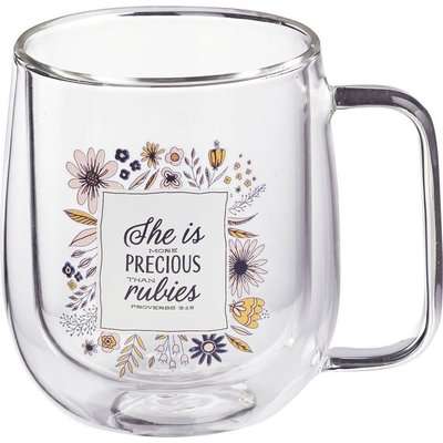 She Is More Precious Than Rubies (Double-Wall Glass Mug)