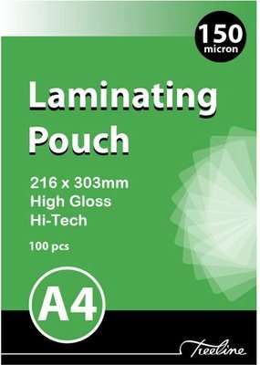 Treeline 150 Micron Laminating Pouches (A4)(216x303mm)(Box of 100)