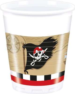 Pirate's Treasure Map - 8 Plastic Cups (200ml)