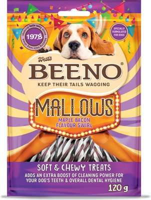 Beeno Mallows Swirl Semi-Moist Dog Treats - Maple Bacon Flavour (120g)