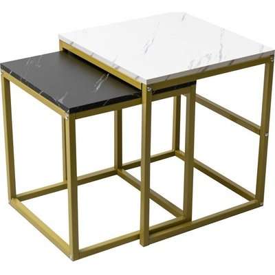 Fine Living Dante Side Table (White Marble) (Medium)