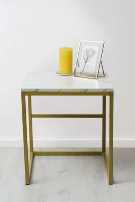 Fine Living Dante Side Table (White Marble) (Medium)