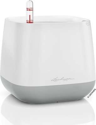 Lechuza Yula Planter (White / Grey) - White/Gray