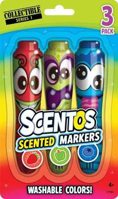 Scentos: Scented Bullet Tip Markers (3 Pack | Strawberry |Green Apple | Blueberry)