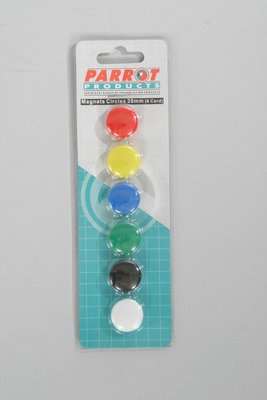Parrot Magnets - Circle (Assorted Colours)(Pack of 6)
