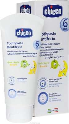 Chicco Toothpaste (Apple & Banana |50ml | 6m+ | No Flouride)