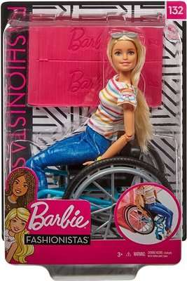 Barbie Fashionista Wheelchair Doll (With Accessories)(Blonde Hair)